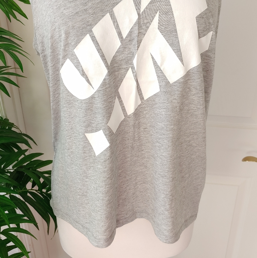 Nike Racer Back Tank Top Grey White Medium - Picture 4 of 8